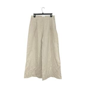 Lena Linen Blend Wide-Leg Floral Cream Pleated Pants High-Rise Womens Large